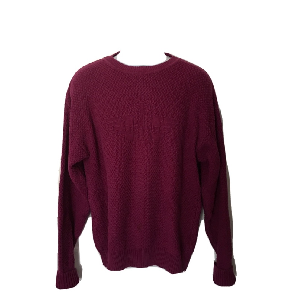 Vintage Dockers Tight Knit Crew Neck Long Sleeve Pullover Sweater Adult Burgundy